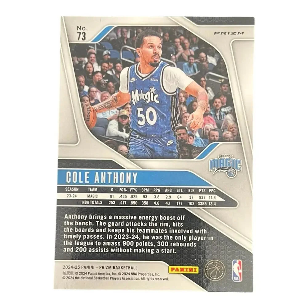 Cole Anthony  💎 2025 Panini Prizm  NBA Silver Glitter Prizm SSP - Magic